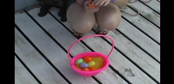  Cute teen Kitty hunting for Easter Eggs